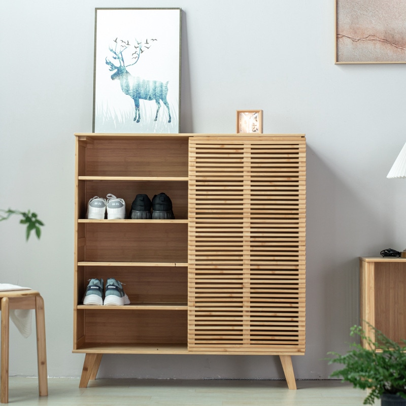 ダイニングルームティールームティーキャビネット竹のリビングルームキャビネットのチェスト貯蔵キャビネット玄関の靴のキャビネットのためのモダンなミニマリストのサイドボード 15,197円
