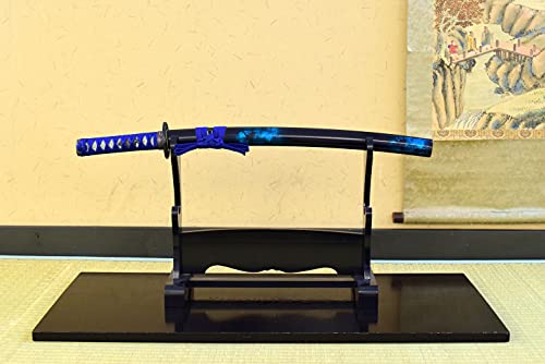 しのびや 模造刀 マーブル 青 小刀 (刀・鞘・刀拭クロス・模造刀証明書セット)