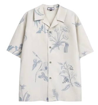 植物プリントシャツ 5分袖 半袖 襟付き ストレート ストリート タック ボタン カジュアル おしゃれ かっこいい クール 都会的 ベーシック ロマンティック ナチュラル ワイルド フラワー 夏 ペア