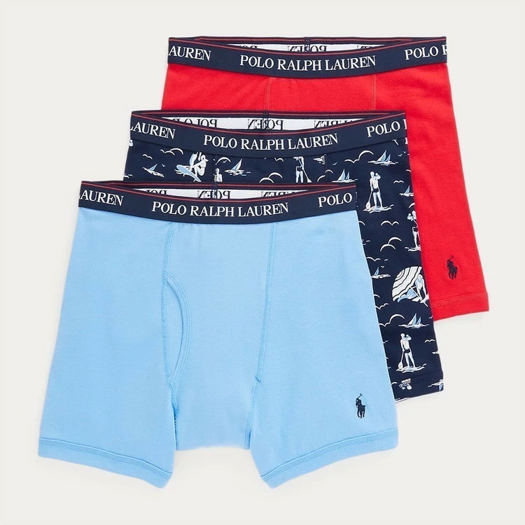 CLASSIC FIT COTTON ボクサーブリーフ 3PK [ハーバーアイランドブルー/デコスイマーズ/ニューカーマイン]【NCBBP3-SPA2】