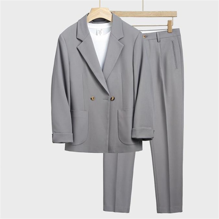 INSスタイル カッコいい トレンド 春秋 スーツコート カジュアル 洋服 スーツ ゆったりする ロングパンツ 肌にやさしい