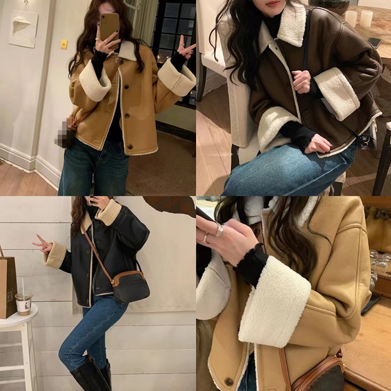 2023年新モデルヴィンテージラムウールモッズコートコーデュロイ ジャケット韓国 ジャケットレディース CPOジャケットコーデュロイ ジャケットラペルファーコートファーコート