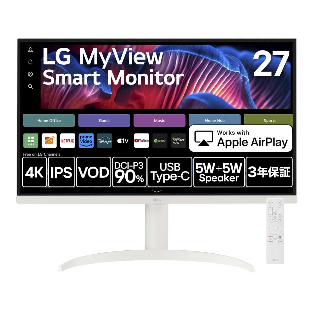 液晶モニター ディスプレイ LG Web OS 搭載 27.0インチ 4K IPS LG MyView Smart Monitor チューナーレス テレビ HDMI 新品 : 27SR75U-W
