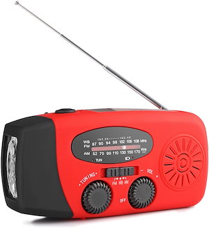 ポータブルソーラーラジオ手回しセルフパワーAM / FM / NOAAラジオダイナモウェザーラジオ緊急装置3つのLED懐中電灯ハイキングキャンプ用の電話充電器