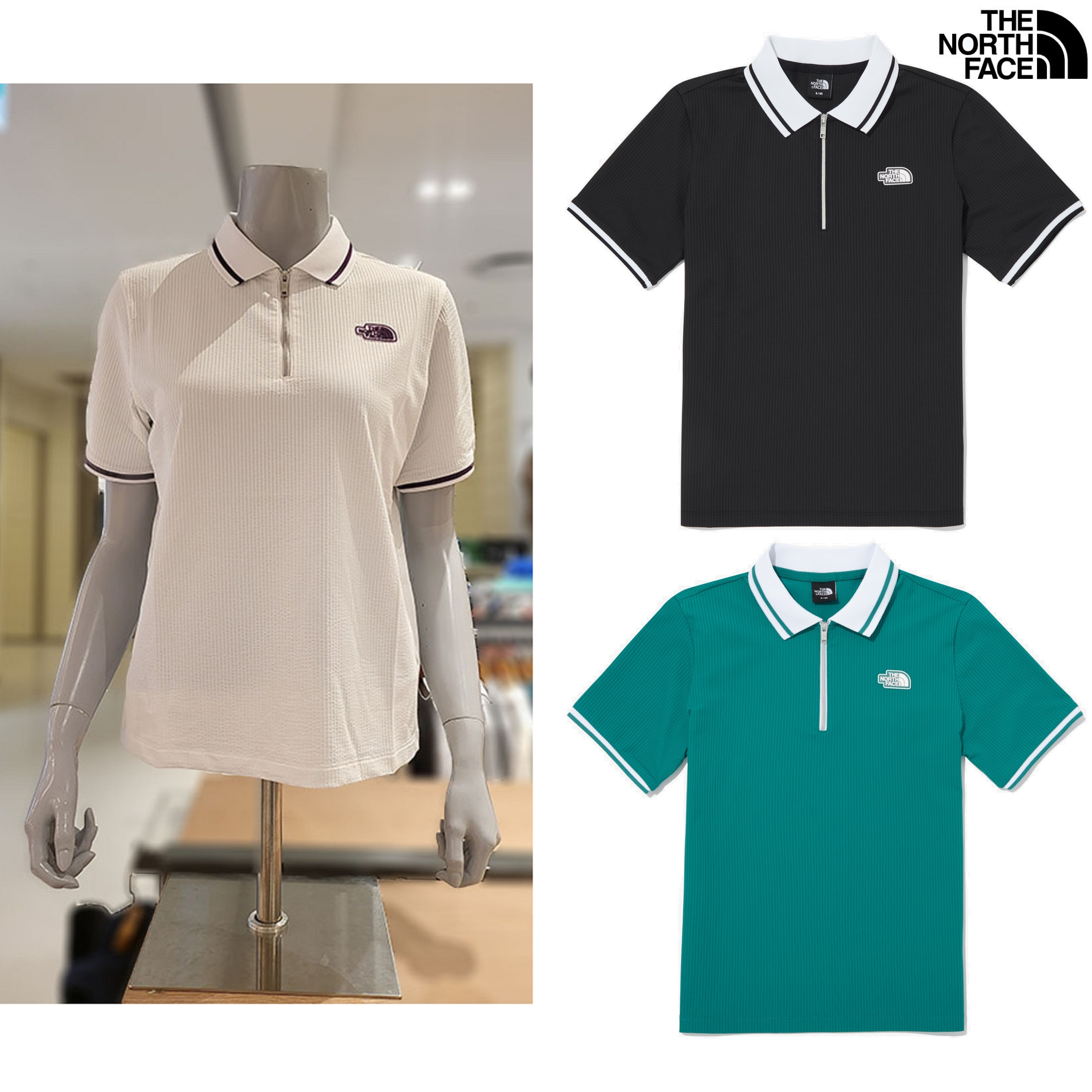 WomenS ICE FIELD S/S ZIP UP POLO 3色 Tシャツ 新商品 韓国ファッション 韓国人気 女性服 デイリールック 日常服 夏ファッション