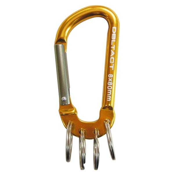 (業務用50個セット) DTアルミカラビナ キーリング付き8mm (ゴールドXガンメタS) DT-AKT-383