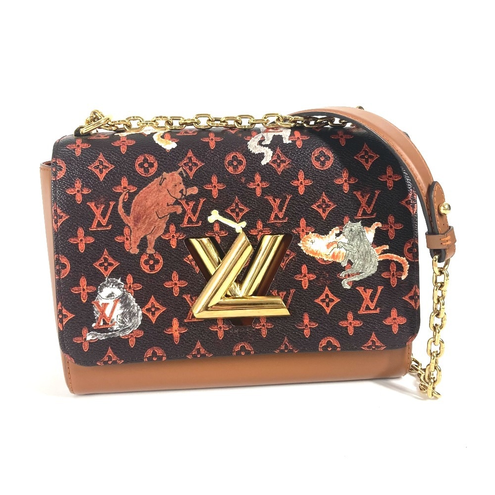 ショルダーバッグ M44408 サック ツイストMM モノグラム キャットグラム 猫 カバン チェーンバッグ 斜め掛け Wチェーン モノグラムキャンバス ブラウン