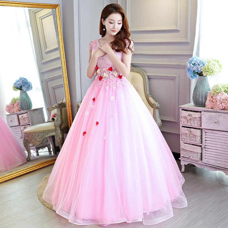 カラードレス ロングドレス 演奏会 コンサート パーティードレス ウェディング 二次会 プリンセス 結婚式 ステージ衣装 大きいサイズ ピンク