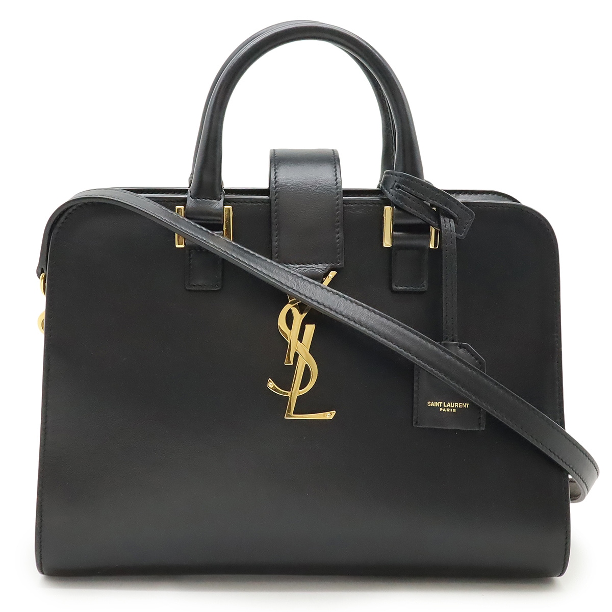 YSL イブサンローラン ベイビーカバス ハンドバッグ 2WAY ショルダーバッグ レザー ブラック 黒 56885