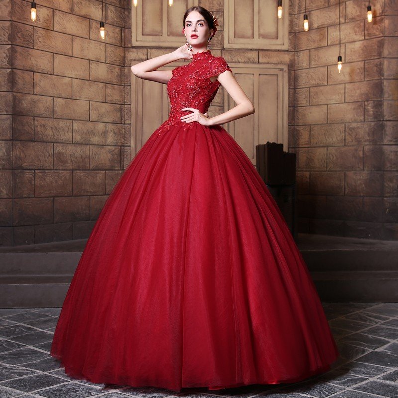 ロングドレス 安い カラードレス 赤 パーティードレス 演奏会用 ウェディングカラードレス 二次会 エンパイア 結婚式 ウエディングドレス 大きいサイズ