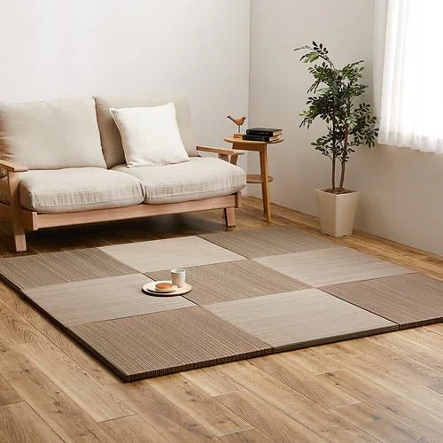 【メーカー直送品】萩原 【9枚組】置き畳 紗彩 約65×65×2.5cm ブラウン
