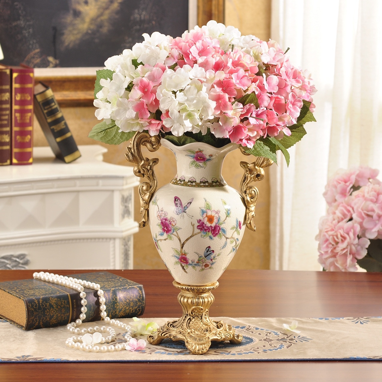 花瓶 フラワーベース 大型 高さ 43cm おしゃれ クラックル ドライフラワー 丸型 北欧 セラミック 割れない 玄関 リビング