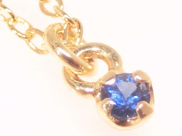 18金一粒 天然 サファイア ネックレス 18K YG 14K GF ko38-2 プレゼ