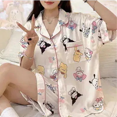 メガ割-パジャマ着【3日送信】クロミ パジャマ サンリオ 春夏 可愛い ルームウェア セットアップ レディース パジャマ 上下2点セット 部屋着 スウェット 着ぐるみ コスプレ 修学旅行人気の学園グル 15,318円