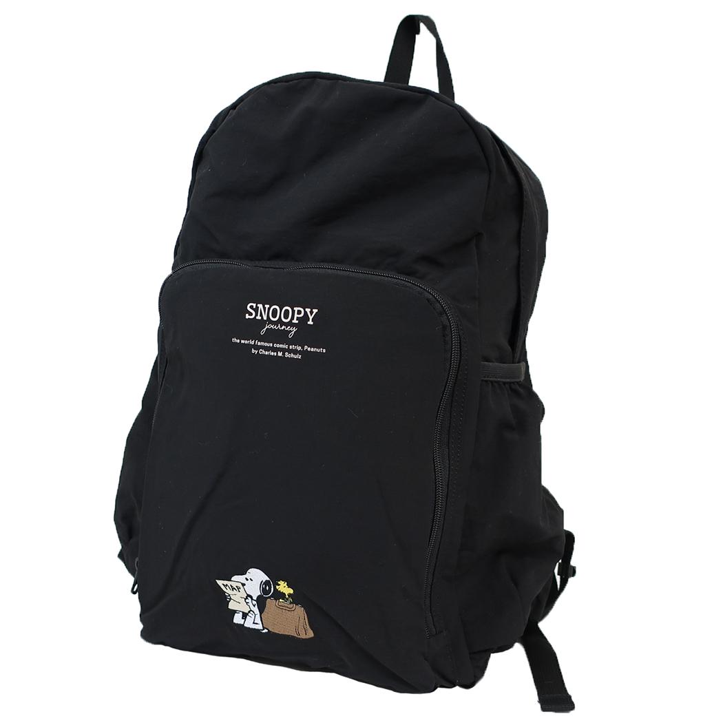 スヌーピー デイパック 超軽量たためるリュック BK ジャーニー ピーナッツ キャラクター グッズ