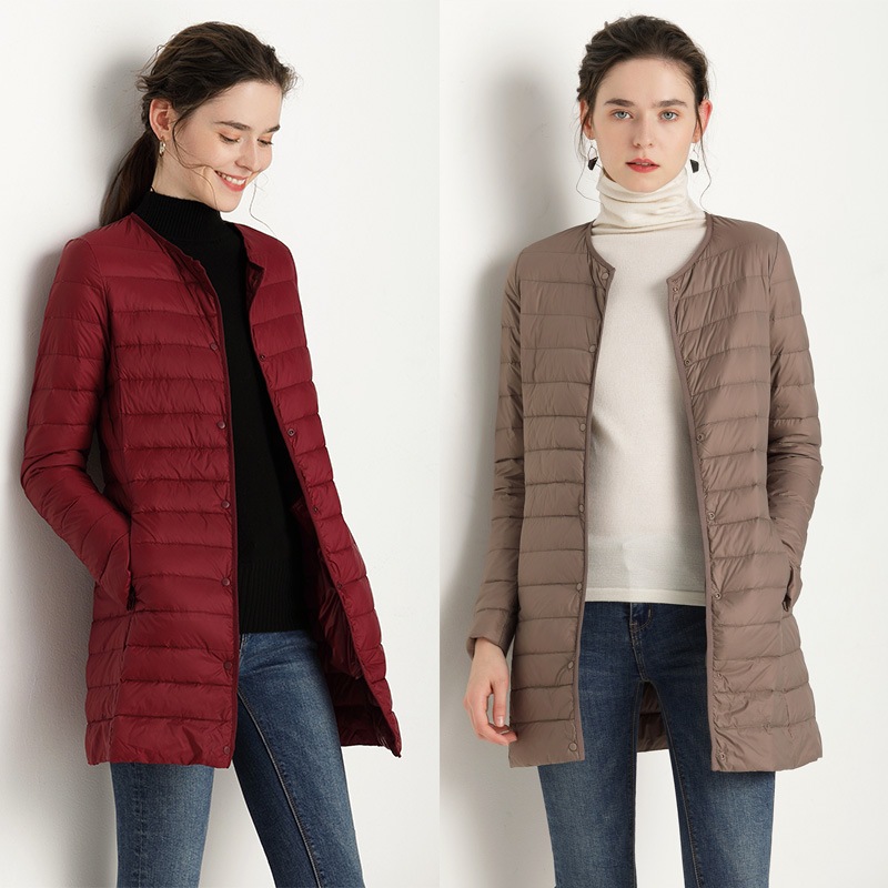 ダウンコート レディース ロング 軽い レディースアウター インナーコート 軽量 大きいサイズ　ダックダウン 秋 冬　フードなし　カジュアル-696