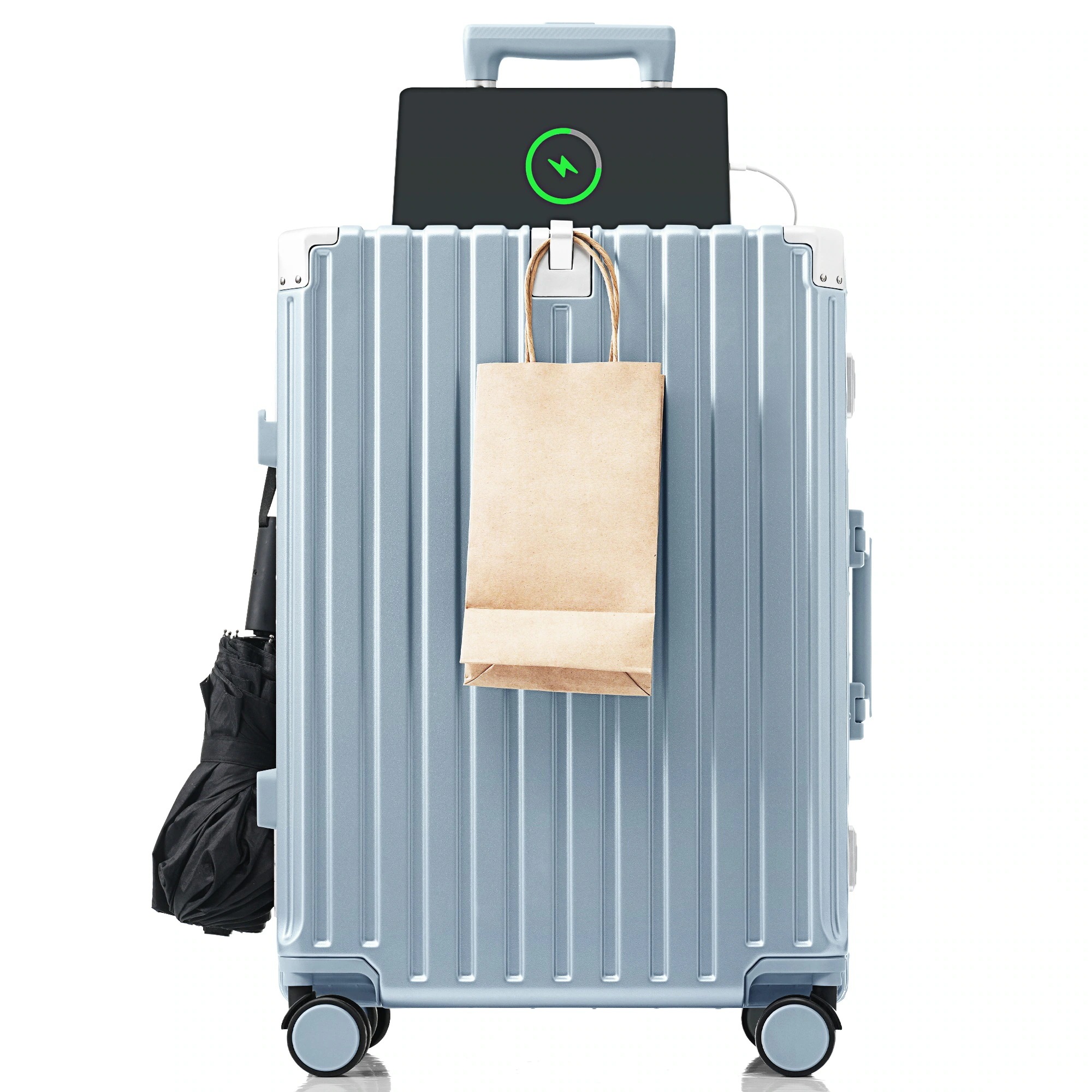 【国内即発送】200 スーツケース キャリーケース キャリーバッグ Sサイズ フレームタイプ 機内持ち込み アルミ USBポート付き カップホルダー フック式底足 ドリンクホルダー 軽量 電車 おしゃ