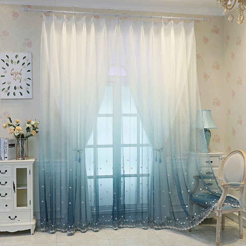 ガーゼカーテンは軽く人に不浸透性です寝室にはパンチング設備がありません2867