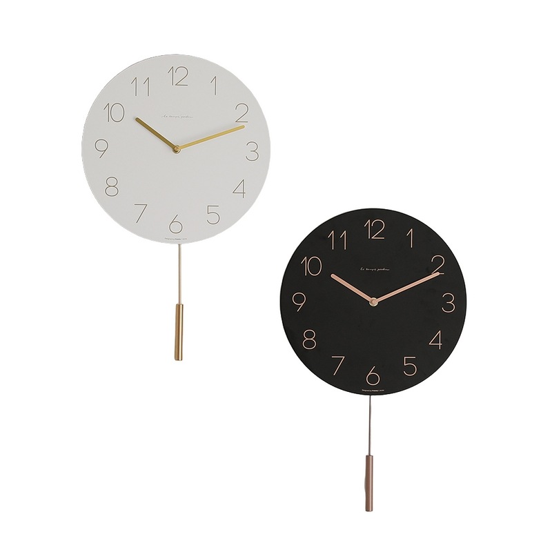 ムアス フラットウッド振り子無騒音壁時計インテリアリビングルーム時計