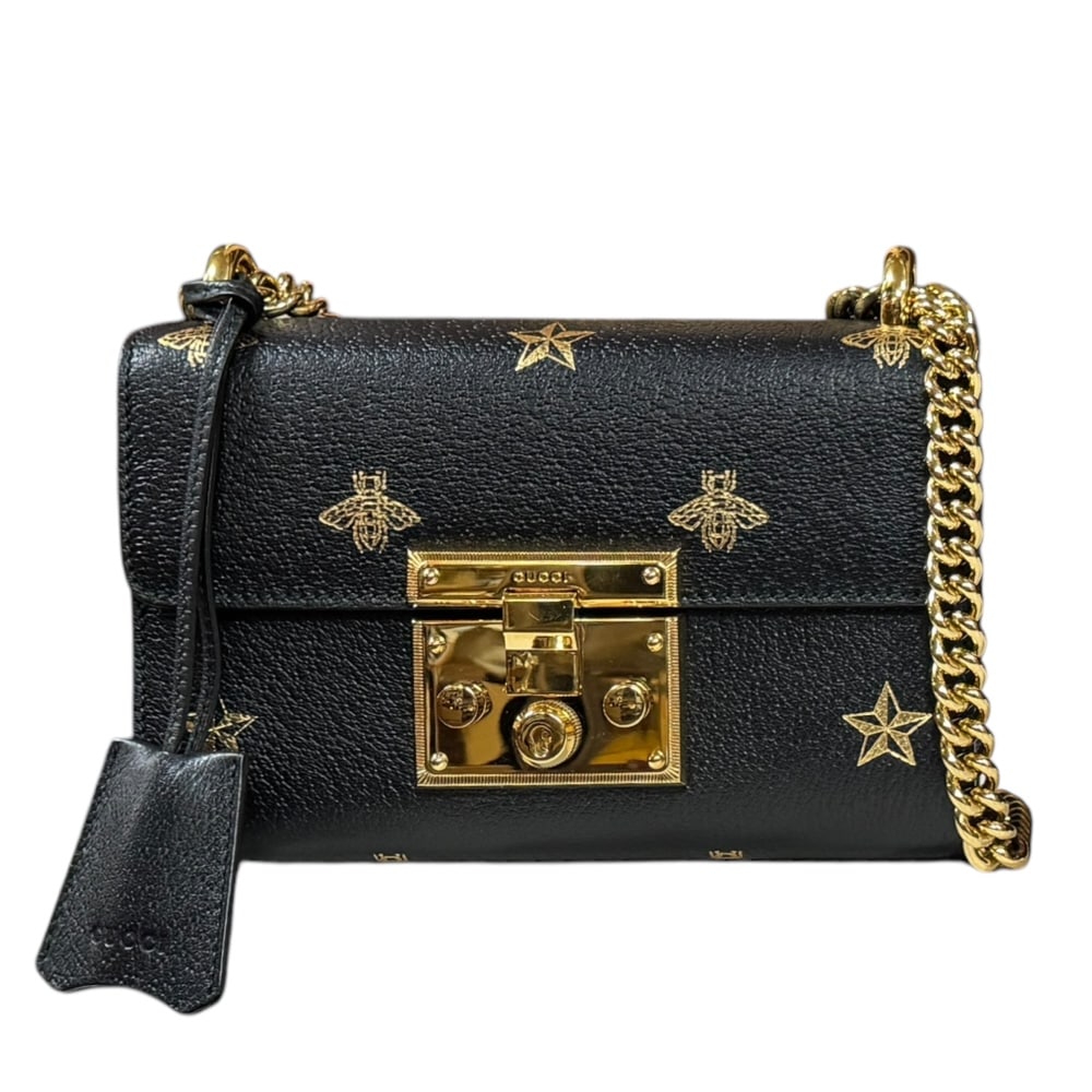 グッチ ビースター ショルダーバッグ レザー 432182 ブラック GUCCI 中古 美品