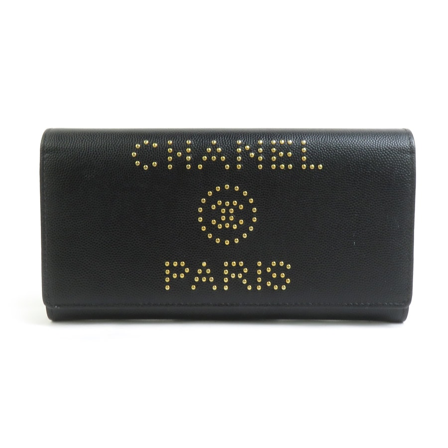 シャネル CHANEL 長財布 ドーヴィル キャビアスキンレザー ブラック レディース A80053 90056a