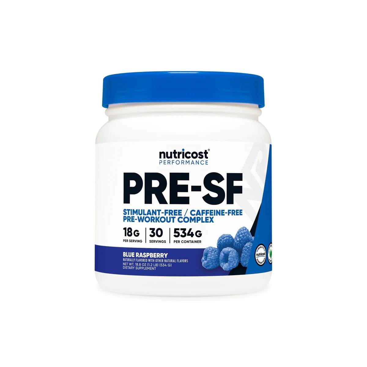 [USA] Nutricost ニュートリコスト Stim-Free Pre-Workout Powder Blue Raspberry (30 SERV)