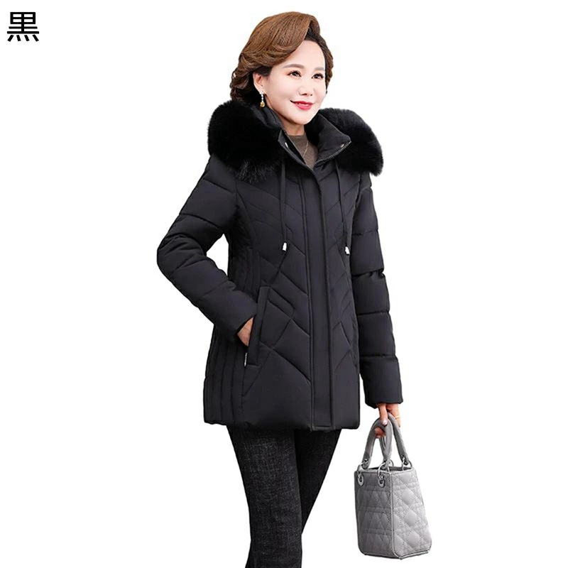 コットンジャケット レディース ファー付き フード付き 中綿ジャケット 上着 冬用ジャケット 長袖 厚手 保温 防水 綿服 冬服 耐久性 婦人服 シニアアウター 中高年 お母さん 60代 70代 80