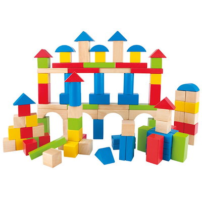 他サイト： HAPE 積み木（白木＆カラー）100【E0427A】 E0427Aツミキシラキカラー100の商品画像
