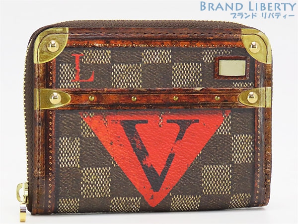 外超美品ルイヴィトントランスフォームドダミエトランクタイムジッピーコインパースコインケース小銭入れカードケースM52745