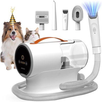 他サイト： AIRROBO 犬 バリカン ペット用セット 12000Pa 超強力吸引 2L大容量 グルーミング掃除機 5in1 多機能グルーミングキット 換毛期対策 犬 猫美容器 猫 抜け毛を自動吸引 犬用電動低の商品画像
