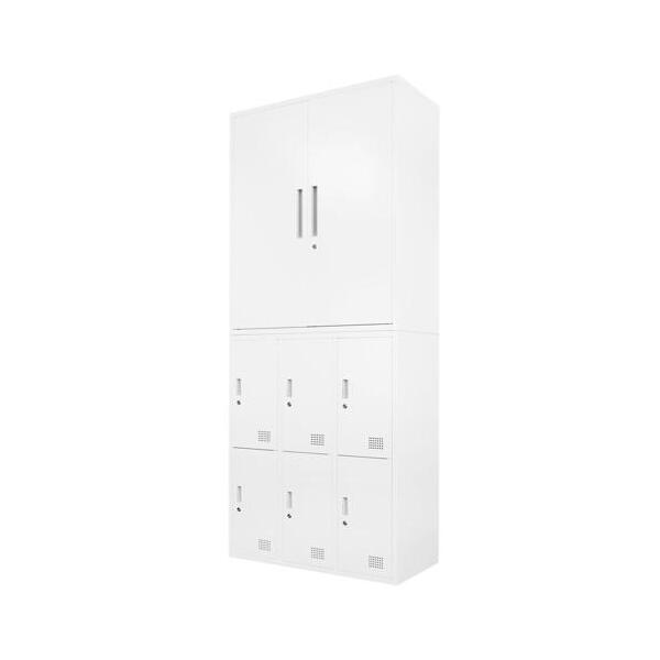 法人限定 Netforce FH-R6-2-W-WH ホワイト FACILE 書庫 2台セット 両開き書庫 6人用ロッカー 鍵付き スチール製 メーカー直送