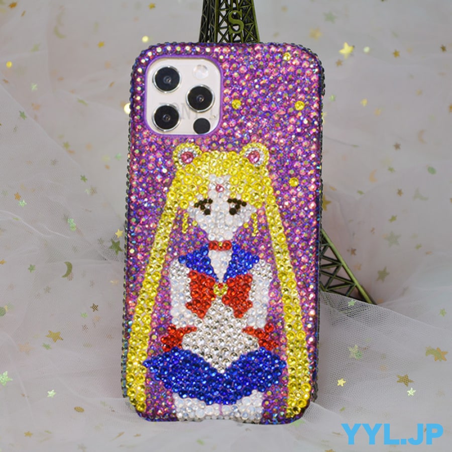 ハンドメイド iphoneケース セーラームーン 全機種対応 iphone16ケース 美少女戦士セーラームーン 16e 15 14 13 12 SE3 mini plus キラキラ ラインストーン