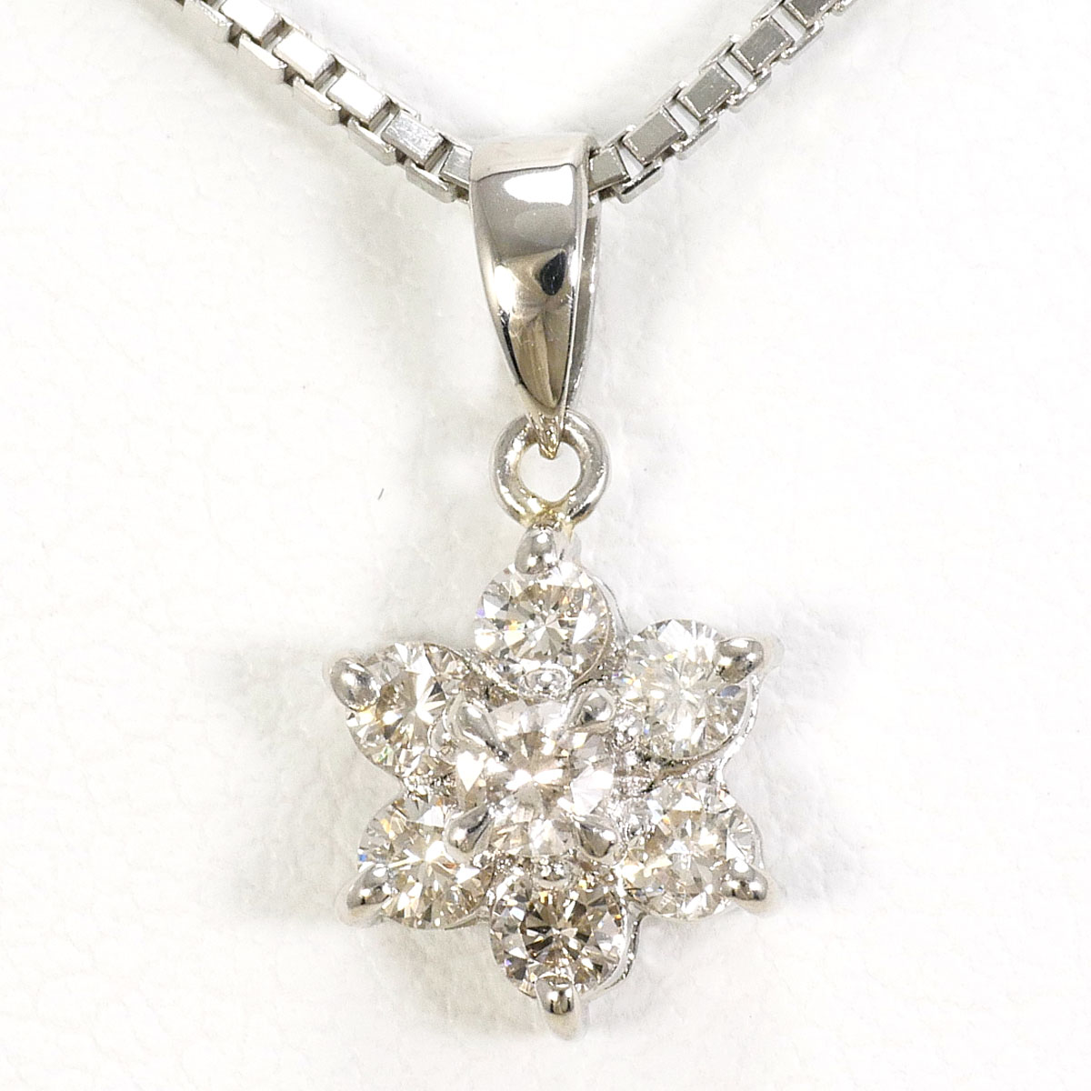 PT900 プラチナ PT850 プラチナ ネックレス ダイヤモンド 0.30ct カード鑑別書 総重量約5.3g 約46cm 中古