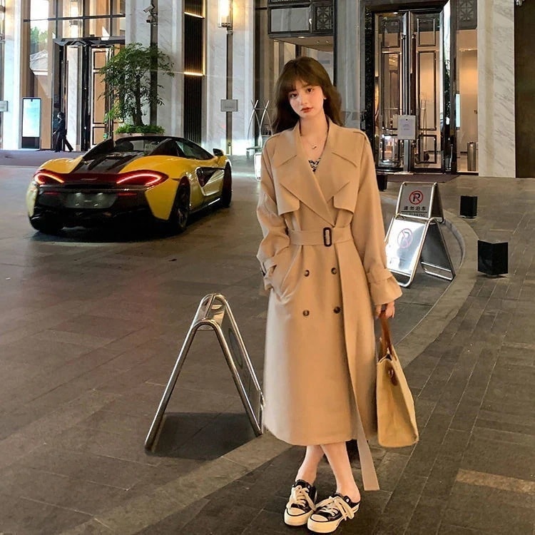 AWアウター2025春ニュースタイル気質ゆったり着痩せコートセミロング丈おしゃれ流行りコート通勤春トレンチコートジャケットマウンテンパーカー