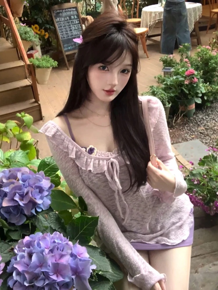 女性のための小さな紫色のワンショルダーサスペンダードレス2024年夏見事なヒップスカートスーツ