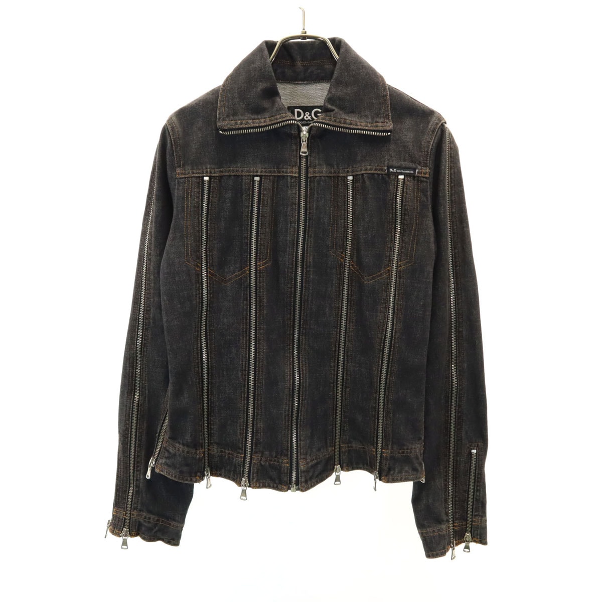 D&G DOLCE&GABBANA ディーアンドジー ドルチェアンドガッバーナ イタリア製 ジップ デニムジャケット XS ブラック レディース 古着 25,410円
