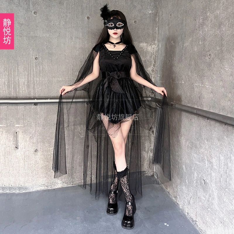 ハロウィン大人用コスチューム 女王コスチューム レディース ホラー 悪魔 ダークシリーズ 女性魔女ショール 吸血鬼ドレス