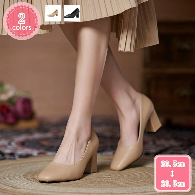 777円OFFクーポン レディースパンプス 靴 スクエアトゥ レディース靴 パンプス レディース 通勤パンプス ビジネスパンプス 7cmヒール 春 夏 秋 太ヒール 痛くない 歩きやすい 大きいサイズ