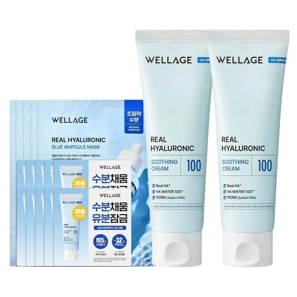 [26SS/New]リアルヒアルロニック スージングクリーム80ml+80ml(+マスクパック5枚+サンプル10枚)