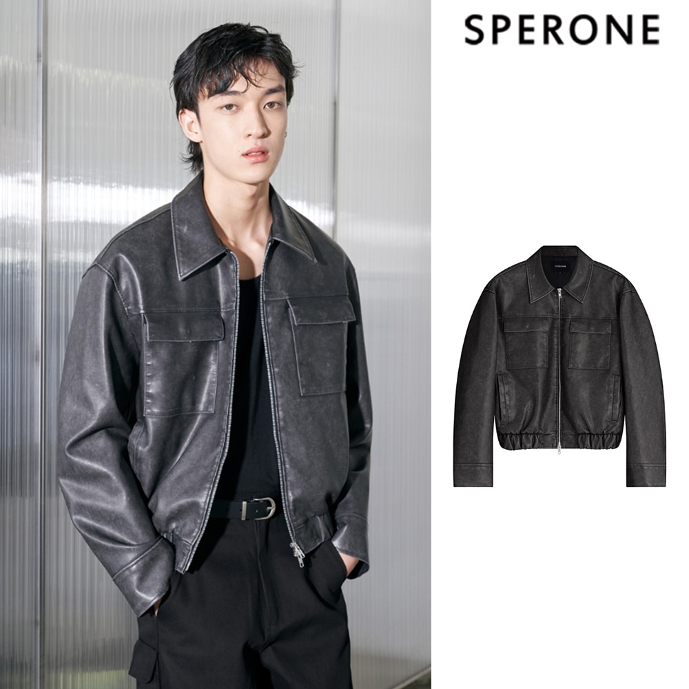 [SPERONE] Washed Leather Jacket