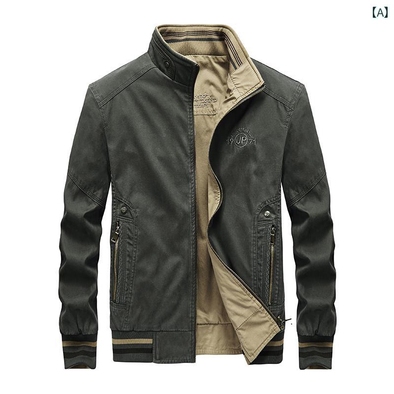 メンズ ファッション 春秋 リバーシブル 綿 スタンドカラー ジャケット 大きいサイズ ビジネス カジュアル ワークウェア ジャケット