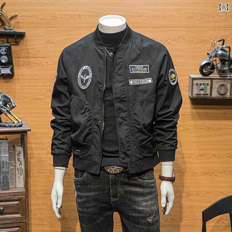 メンズ ファッション ジャケット トレンド 春秋 スタンドカラー トレンド 野球 ユニフォーム カジュアル ワークウェア ジャケット