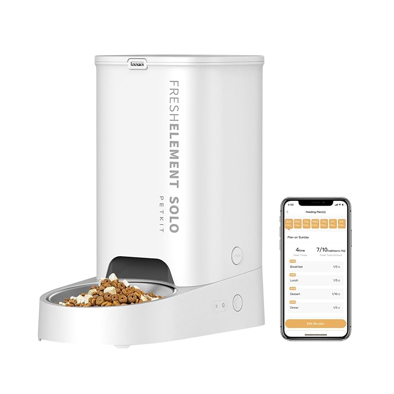 [neikonu store-petkit]ペット用スマート給餌器 P570-WH フレッシュエレメントソロ 大容量タンク アプリコントロール