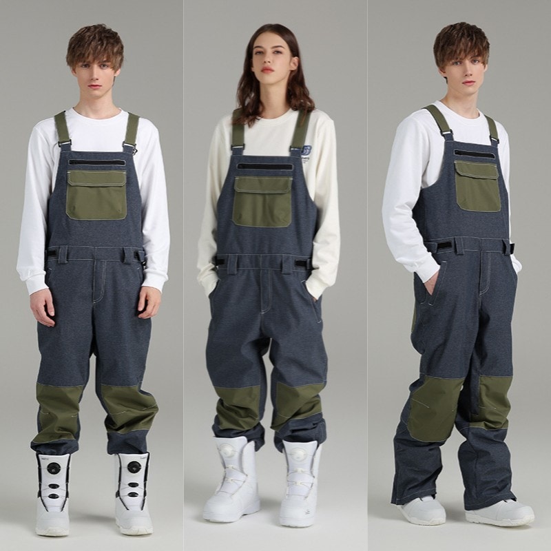 スノーボードウェア スキーパンツ スノーパンツ ビブパンツ スノーウェア スキーウェア ジーンズ 男女兼用 中綿 撥水防風 保温