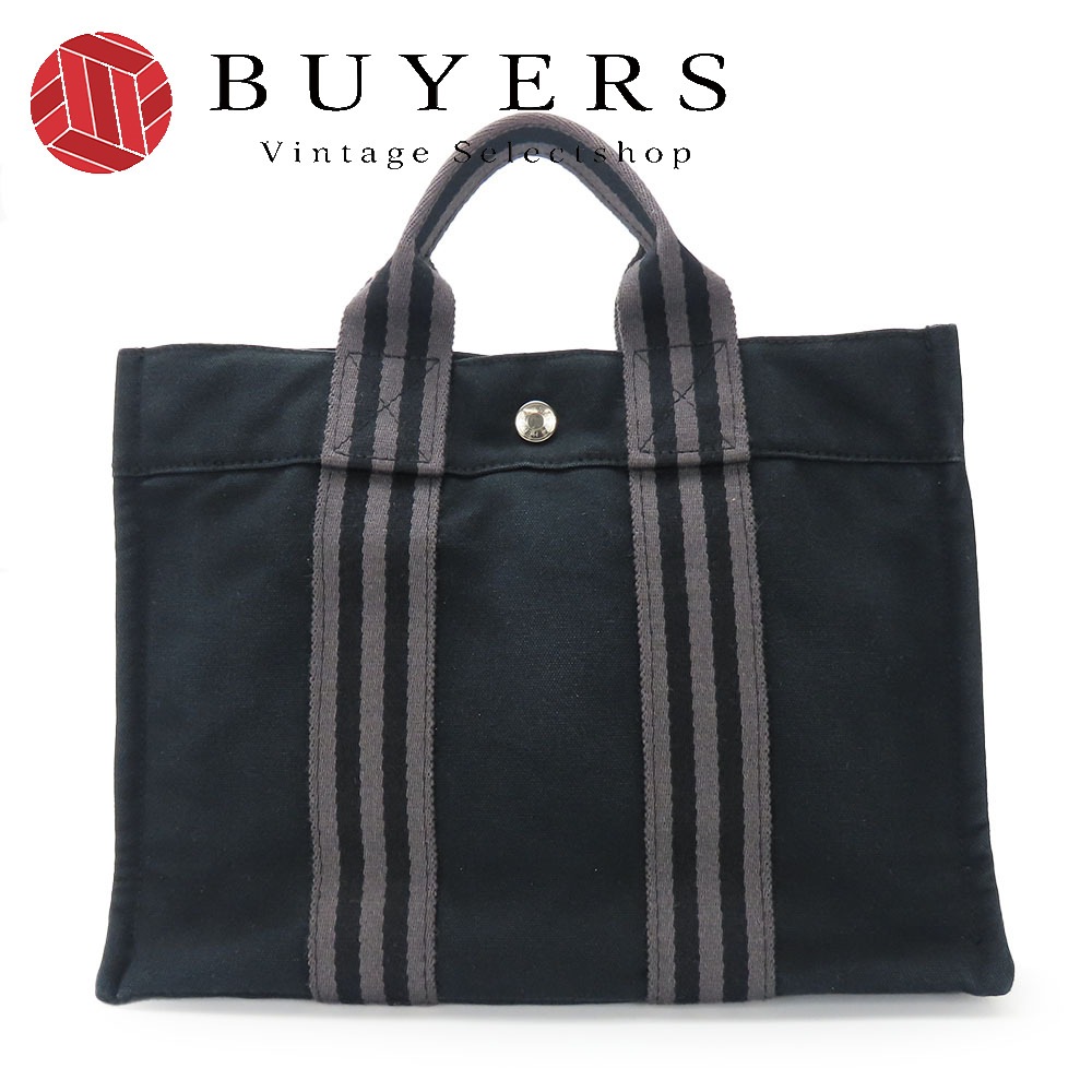 中古 ハンドバッグ フールトゥPM キャンバス ブラック グレー シルバー金具 カジュアル 普段使い レディース メンズ