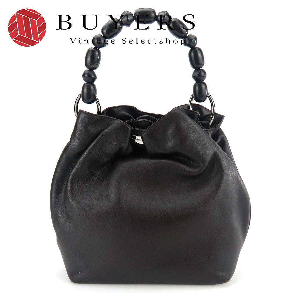 中古 ハンドバッグ レザー ダークブラウン系 シルバー金具 マリスパール 上品 レディース 女性