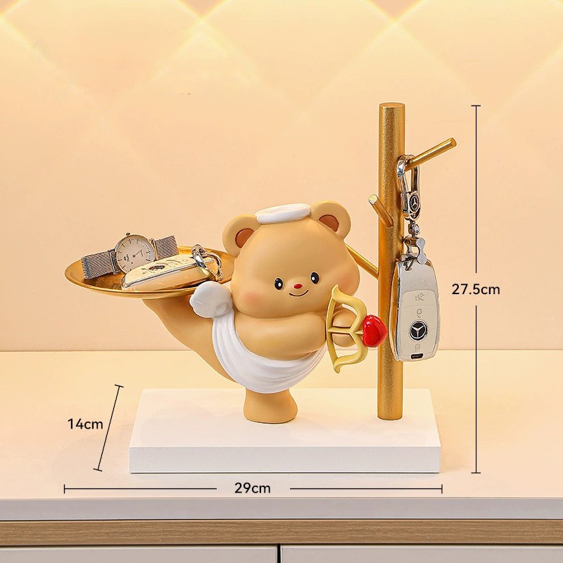 玄関収納 鍵置き 熊 くま キーホルダー キースタンド トレイ 卓上収納 小物ボックス 収納ケース