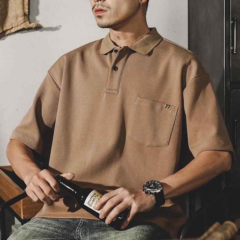 ポロシャツ アメリカン クラシック シンプル レトロ メンズ 高級 半袖 メンズ Tシャツ メンズ 夏 都会的 白 緑 茶 ホワイト カーキ グリーン