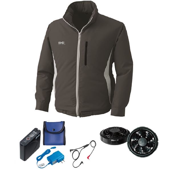 KU90520 空調服 ポリエステル製フード付 FAN2300B/LISUPER1 チャコール L