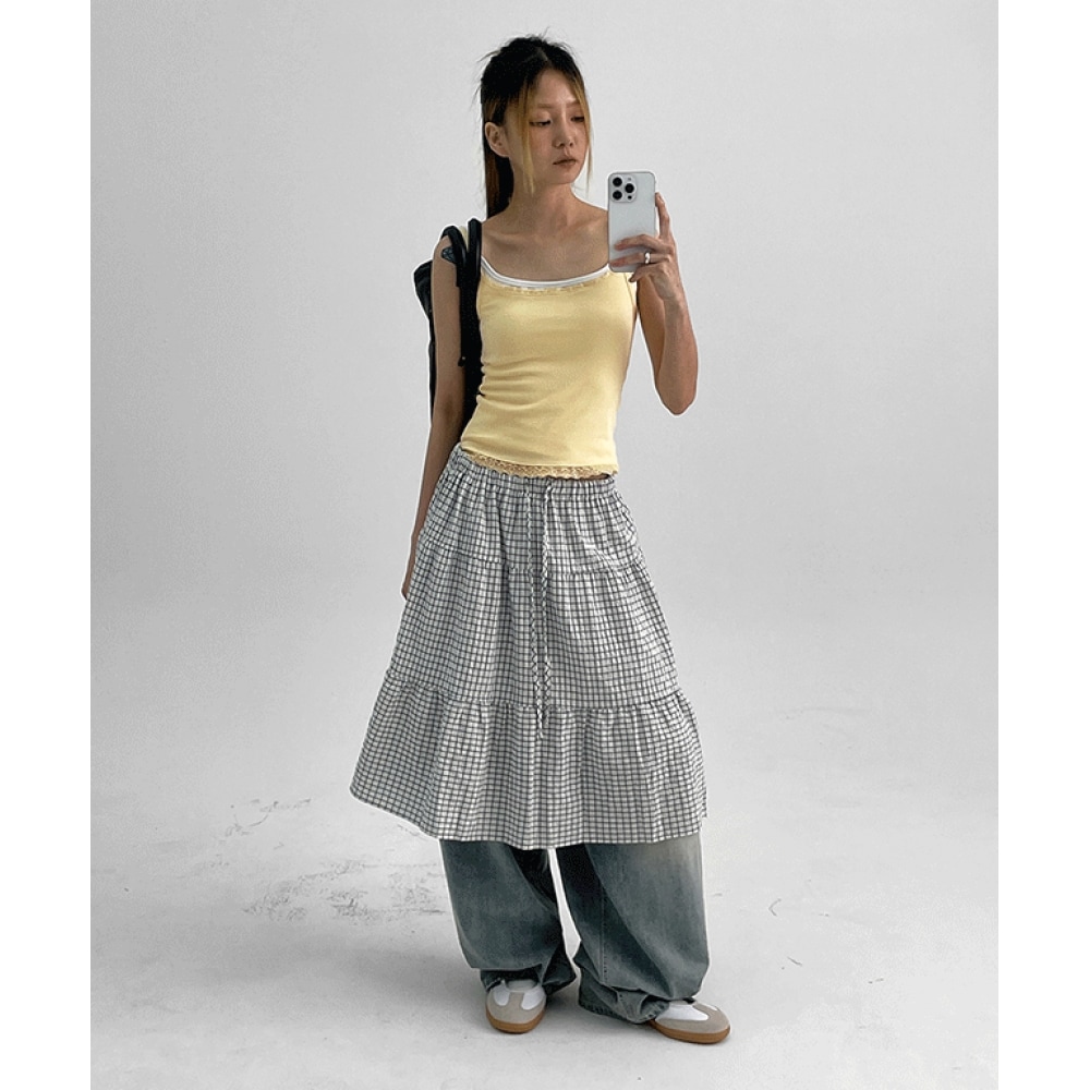 ブラックアップ ロベルロン バンディング チェック カンカン ミディスカート